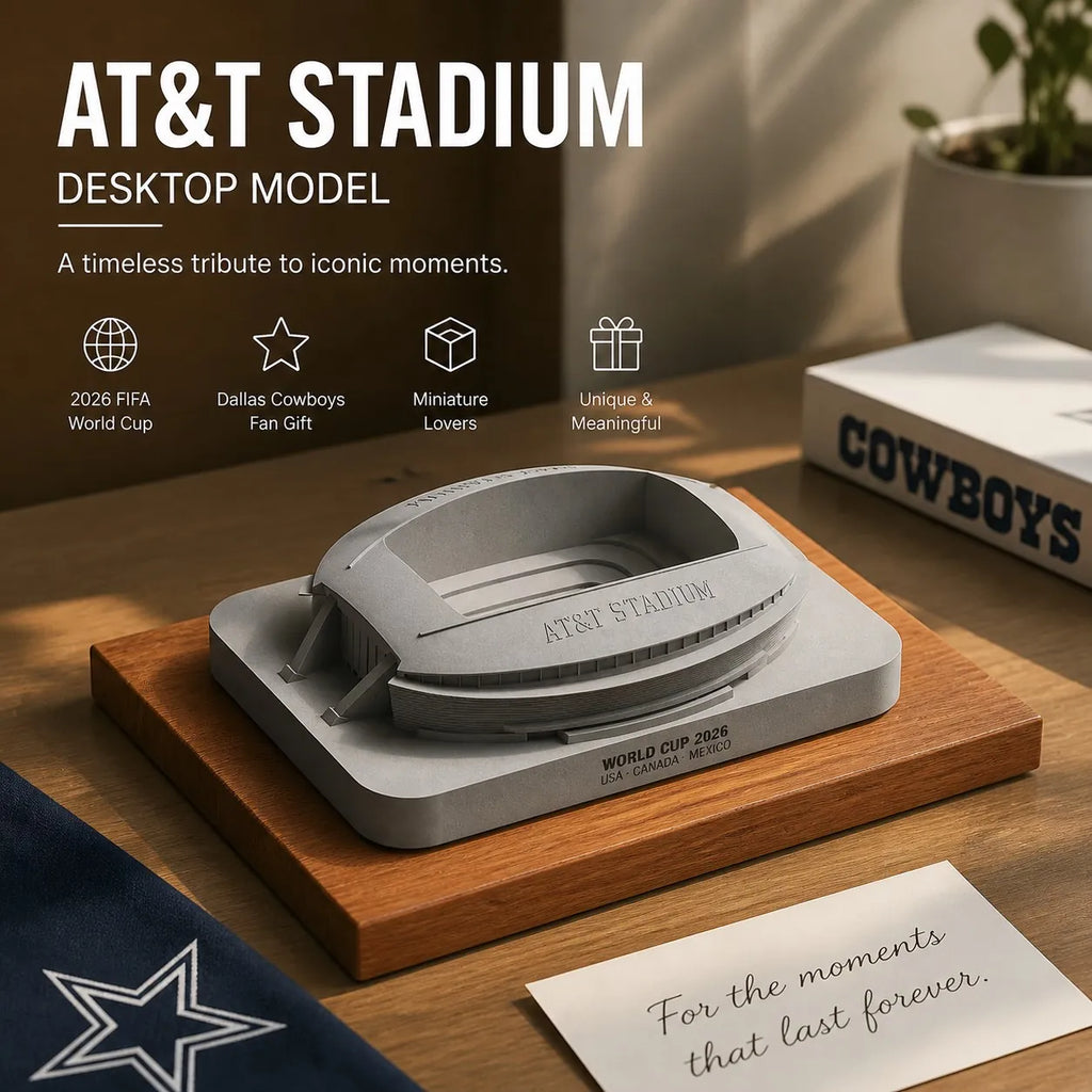 AT&T Stadium – handcrafted concrete miniature, front view