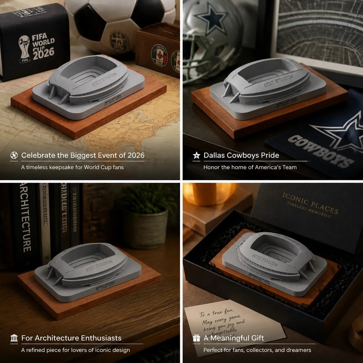 AT&T Stadium – concrete replica, detailed side view