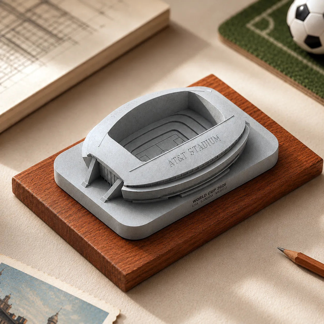 AT&T Stadium – architectural miniature, close-up texture detail