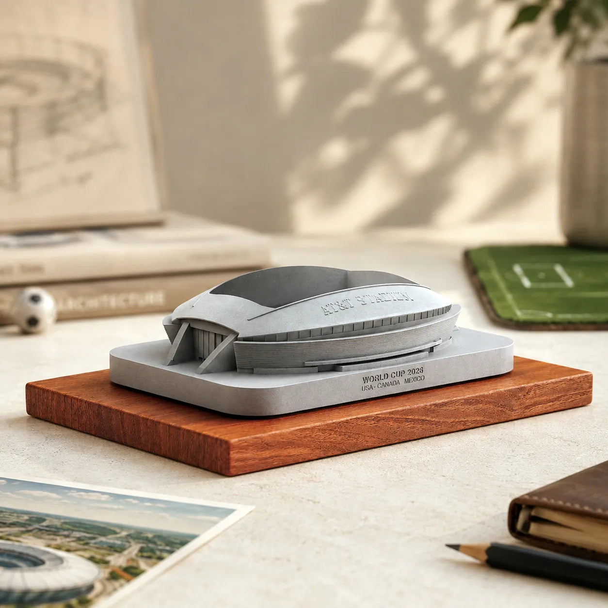 AT&T Stadium – desk decor concrete replica, angled view