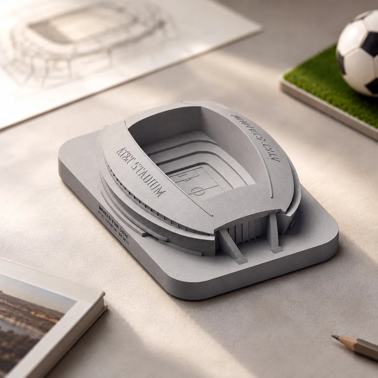 AT&T Stadium – concrete landmark model, lifestyle shot
