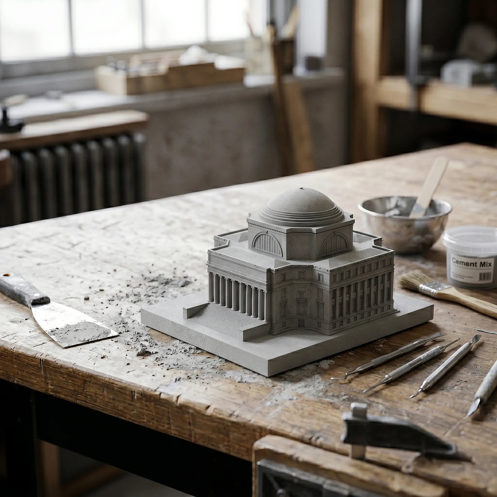 Columbia Low Memorial Library – handcrafted concrete sculpture with wood base