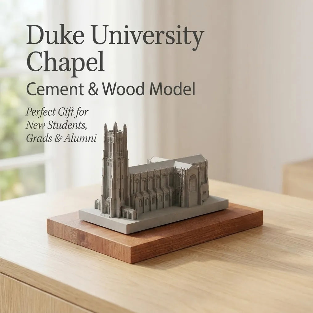 Duke University Chapel - handcrafted concrete miniature, front view