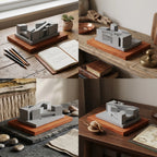 NGA East Building miniature with custom laser-engraved wood base – personalized gift
