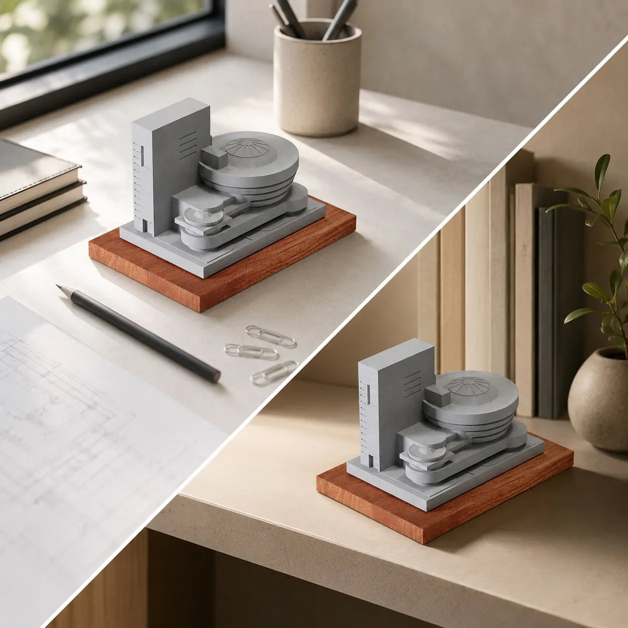 Guggenheim Museum – concrete desk sculpture, side profile