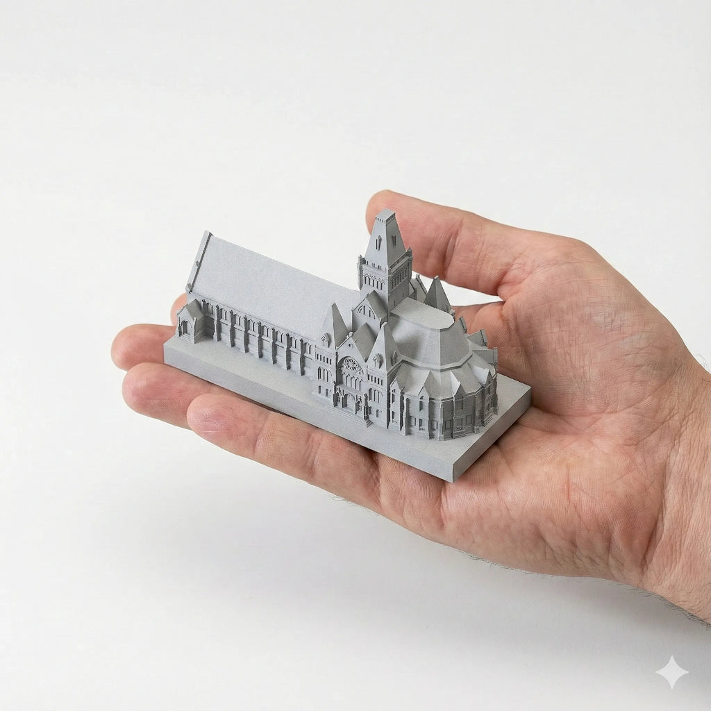 Harvard Memorial Hall - handcrafted concrete sculpture with wood base