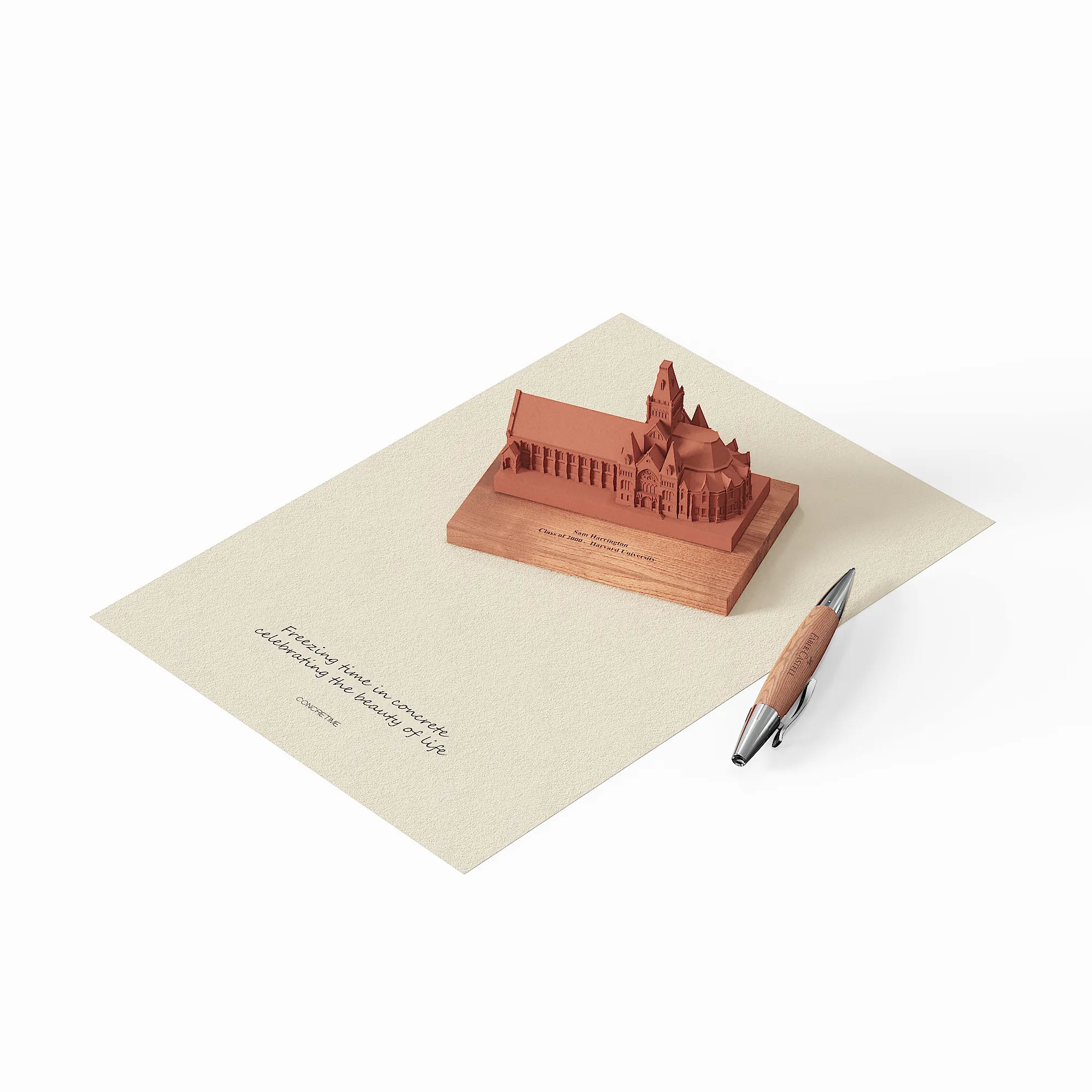 Harvard Memorial Hall - custom engraved concrete miniature gift