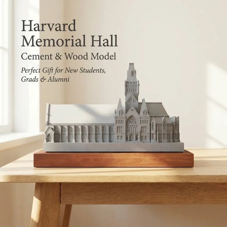 Harvard Memorial Hall - handcrafted concrete miniature, front view