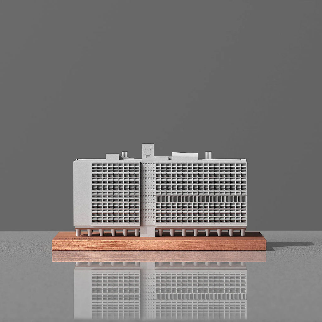 Marseille Unité d'Habitation – handcrafted concrete miniature, front view