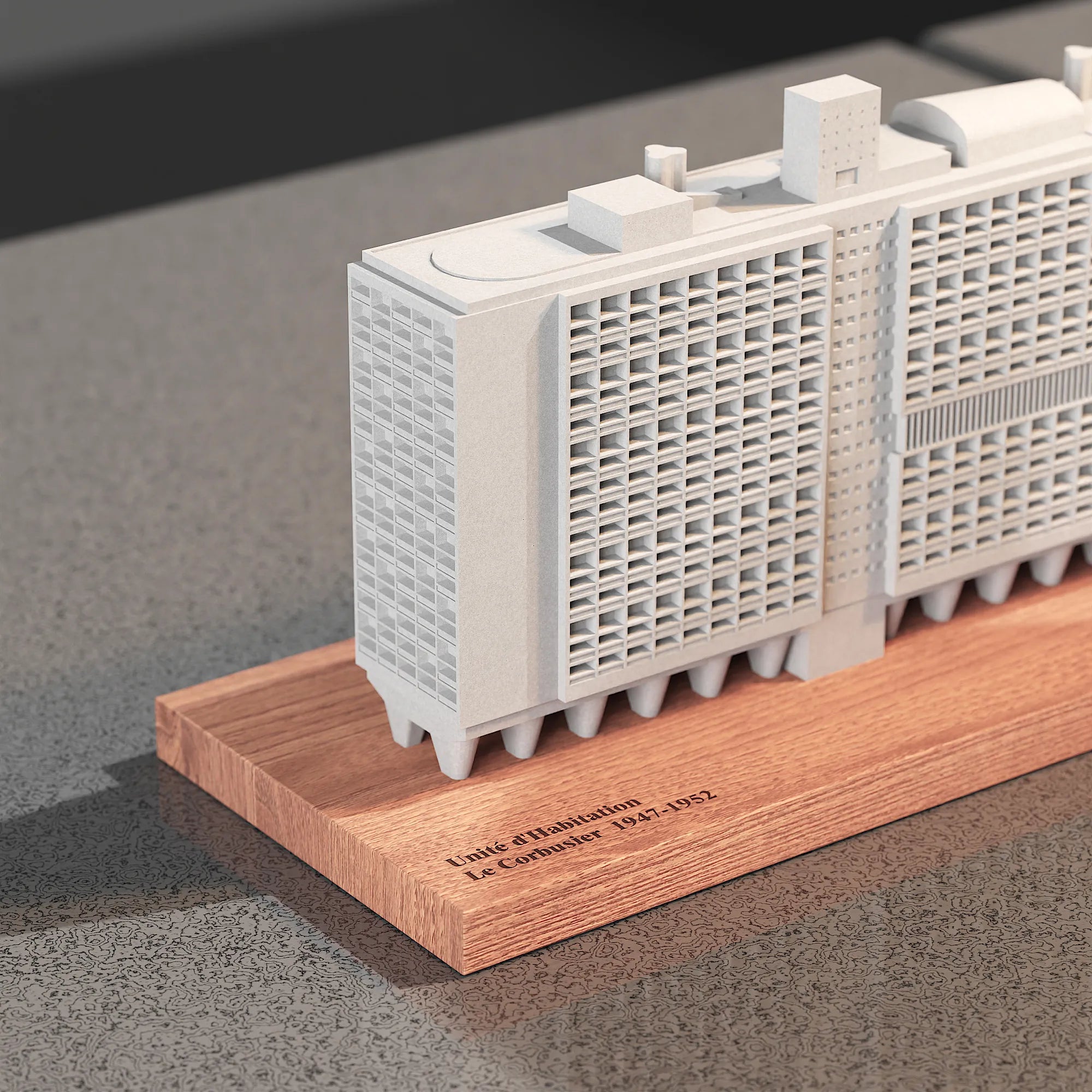 Marseille Unité d'Habitation – custom engraved concrete miniature gift