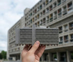 Marseille Unité d'Habitation – architectural concrete sculpture, 45° view