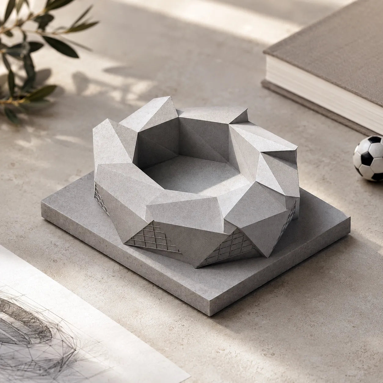 Mercedes-Benz Stadium – architectural concrete sculpture, 45° view
