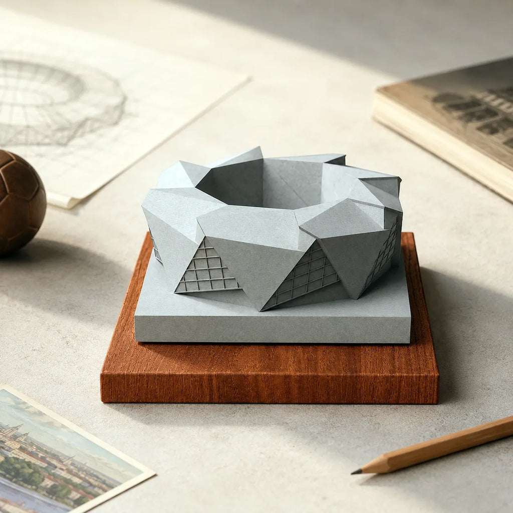 Mercedes-Benz Stadium – architectural miniature, close-up texture detail