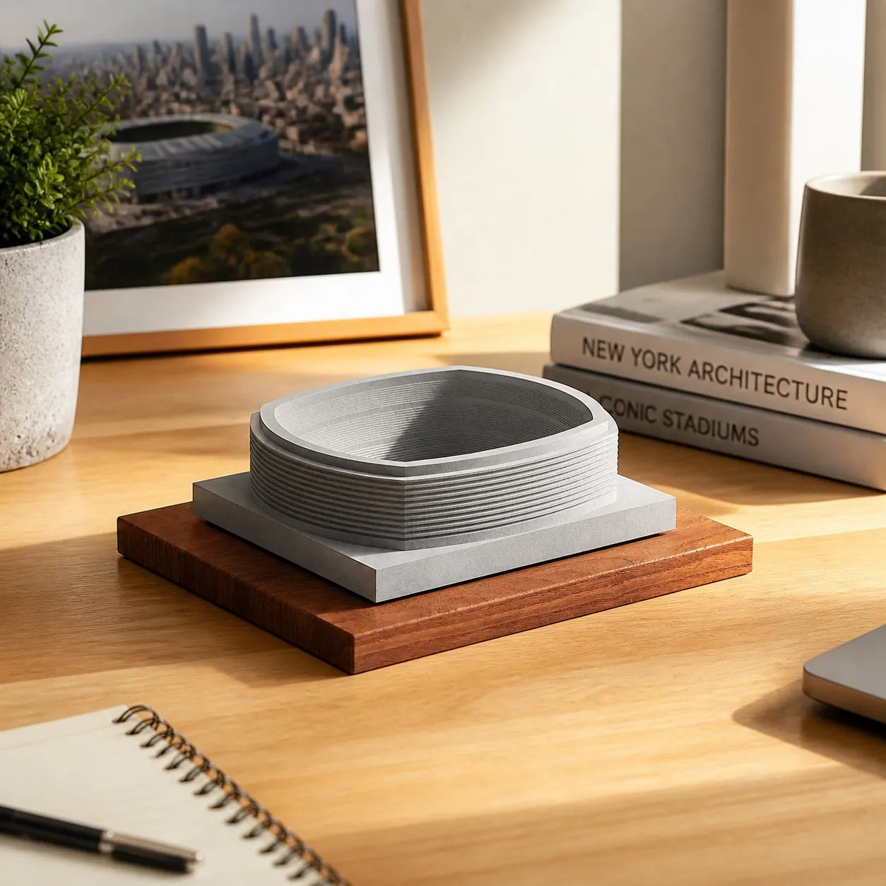 MetLife Stadium – handcrafted concrete sculpture with wood base