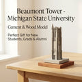MSU Beaumont Tower - handcrafted concrete miniature, front view