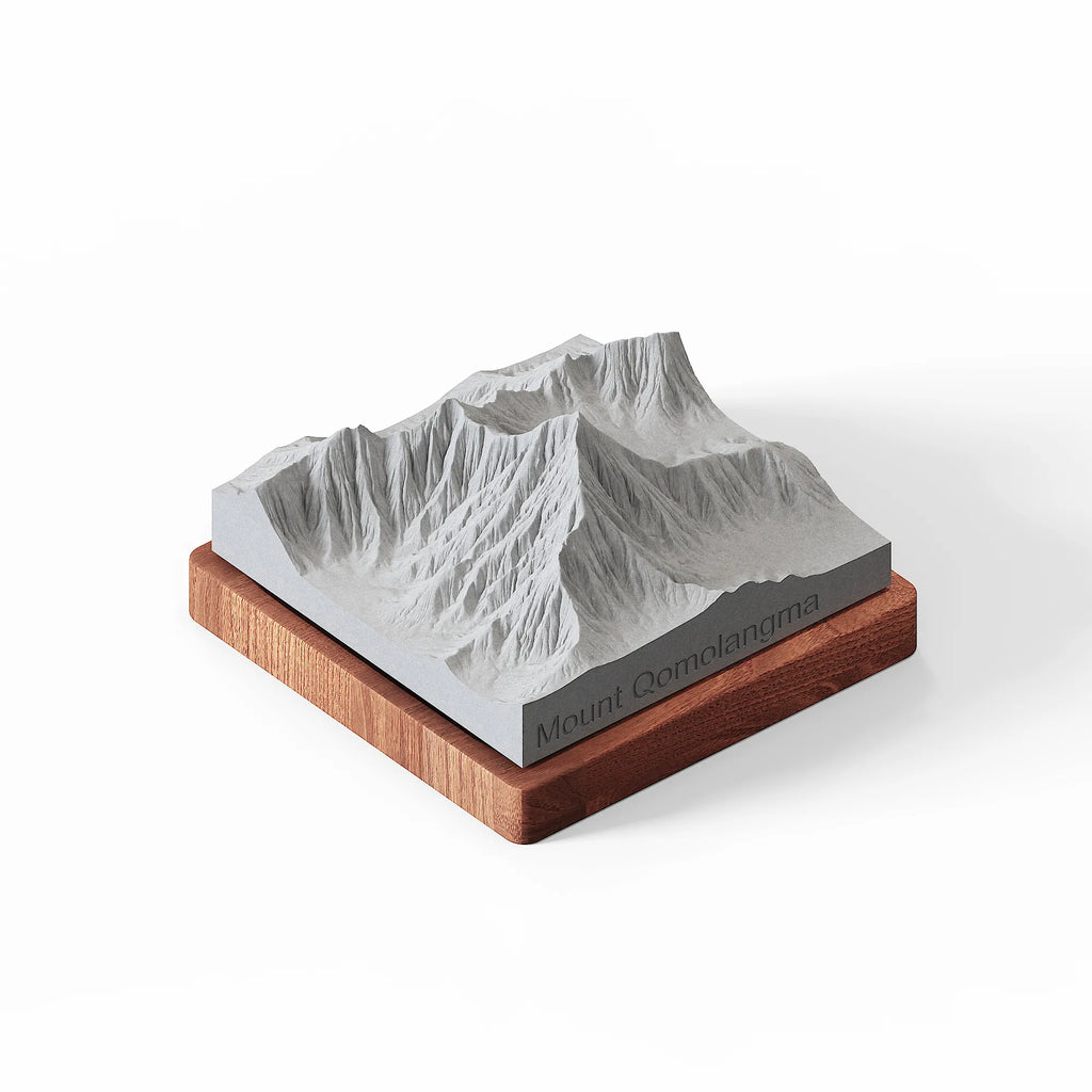 Mount Everest Concrete Model – 3D Topographic Desk Sculpture & Personalized Mountaineer Gift