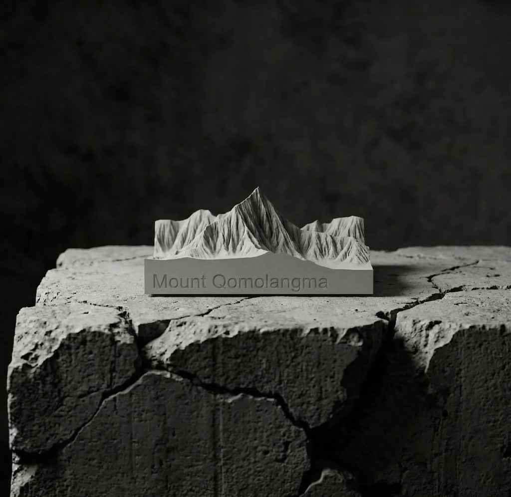 Mount Everest Concrete Model – 3D Topographic Desk Sculpture & Personalized Mountaineer Gift