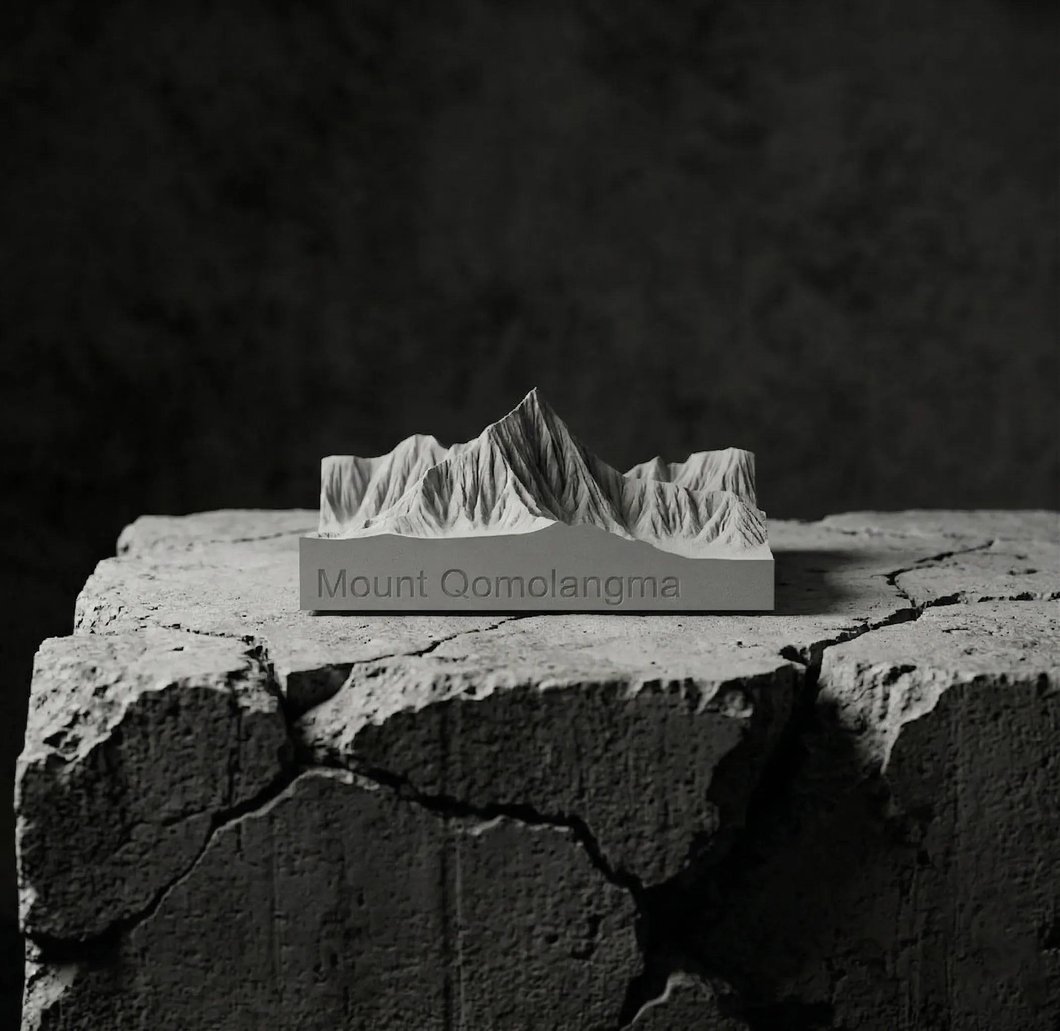 Mount Everest Concrete Model – 3D Topographic Desk Sculpture & Personalized Mountaineer Gift