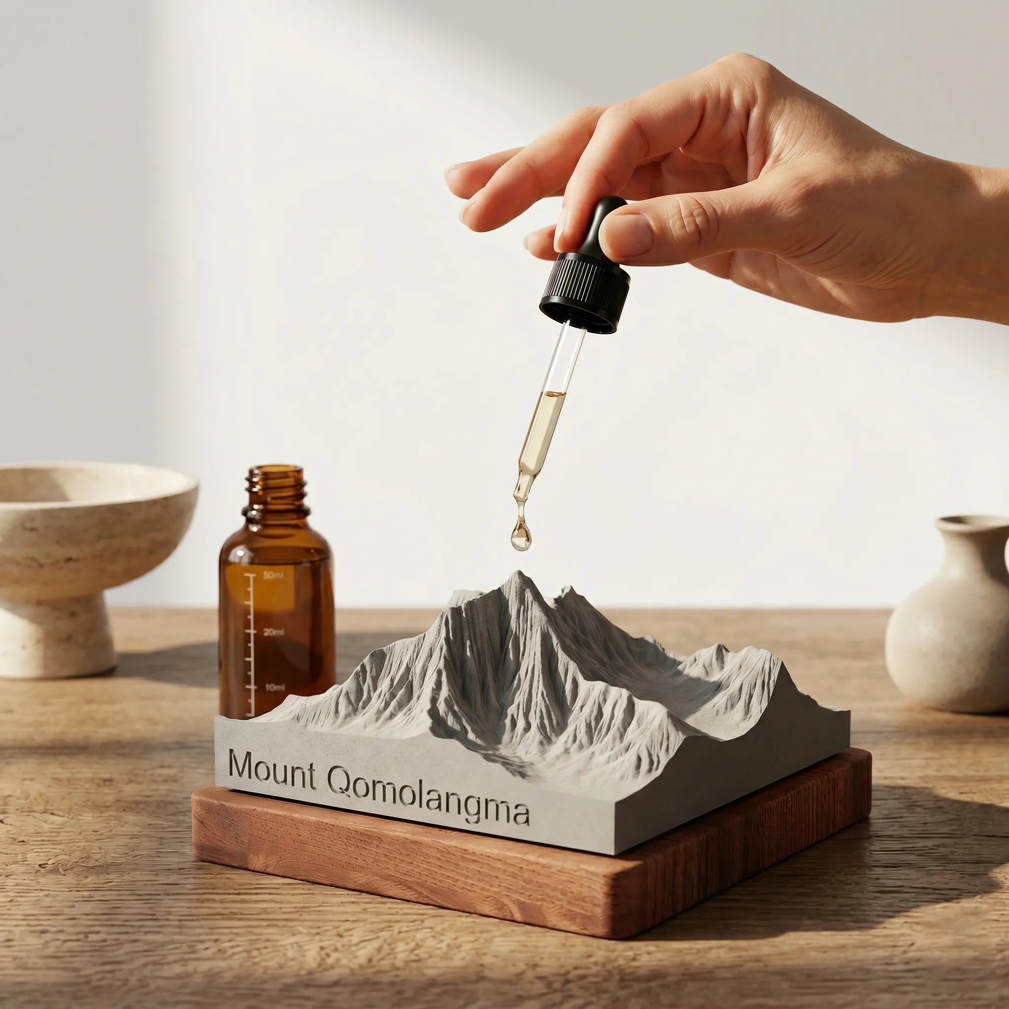 Mount Everest Concrete Model – 3D Topographic Desk Sculpture & Personalized Mountaineer Gift