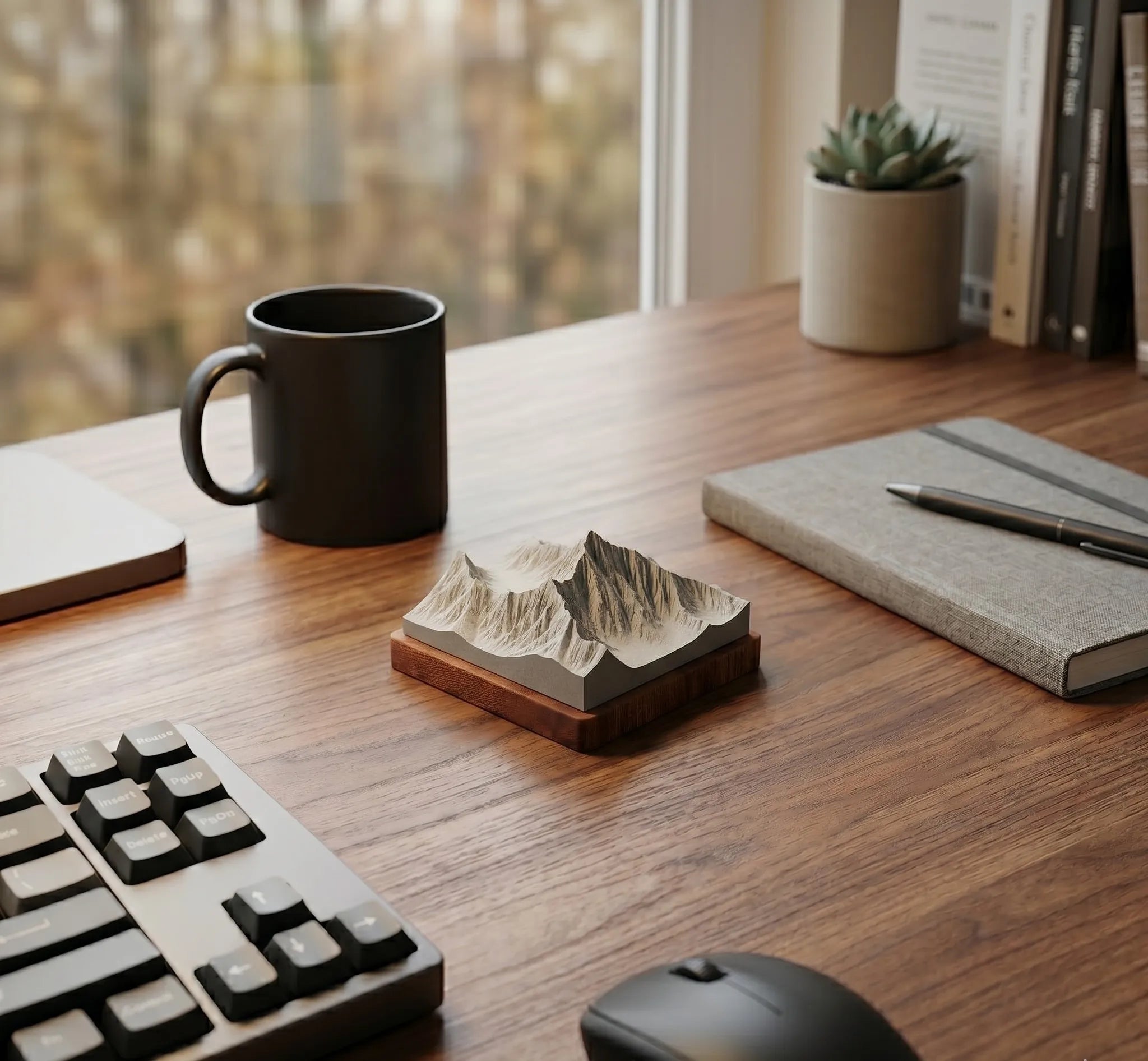 Mount Everest Concrete Model – 3D Topographic Desk Sculpture & Personalized Mountaineer Gift
