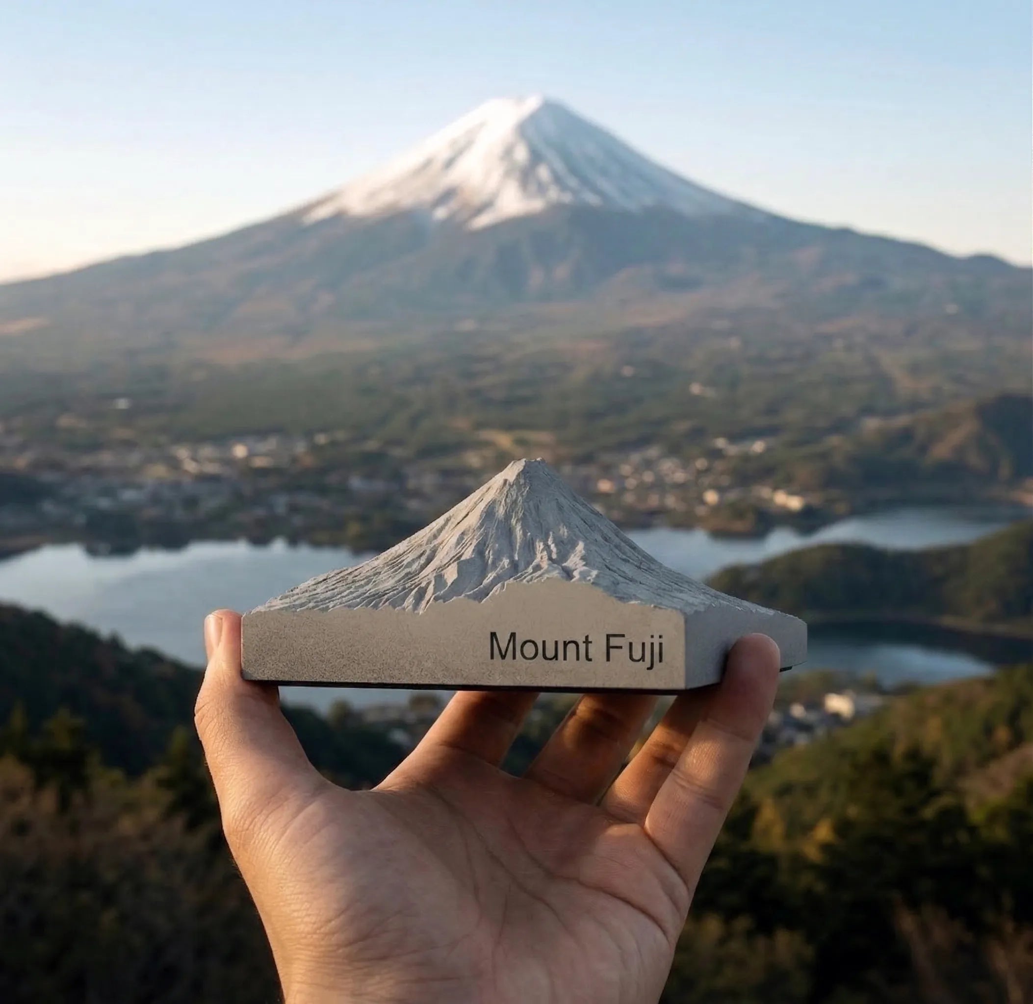 Mount Fuji Concrete Model – Minimalist Zen Desk Sculpture & Personalized Japan Gift