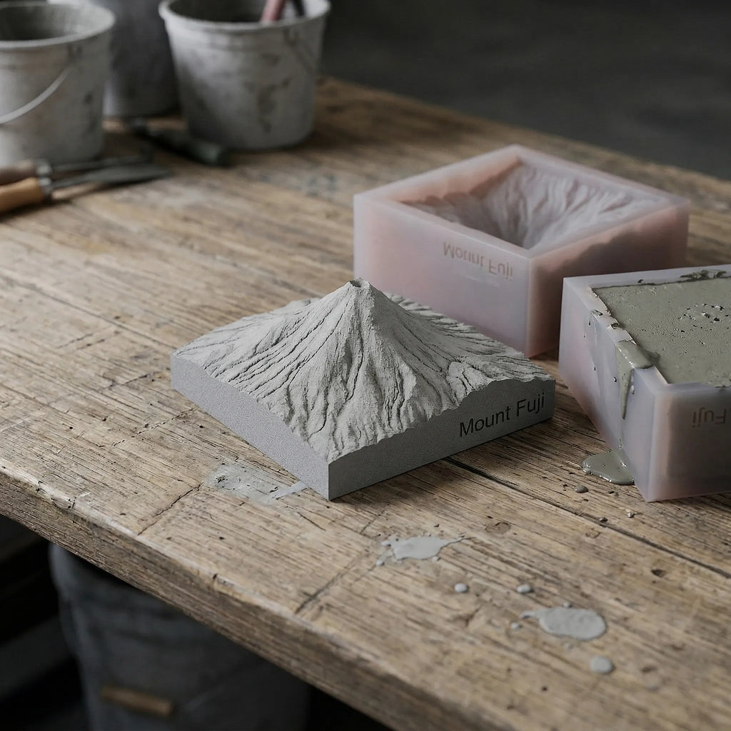 Mount Fuji Concrete Model – Minimalist Zen Desk Sculpture & Personalized Japan Gift