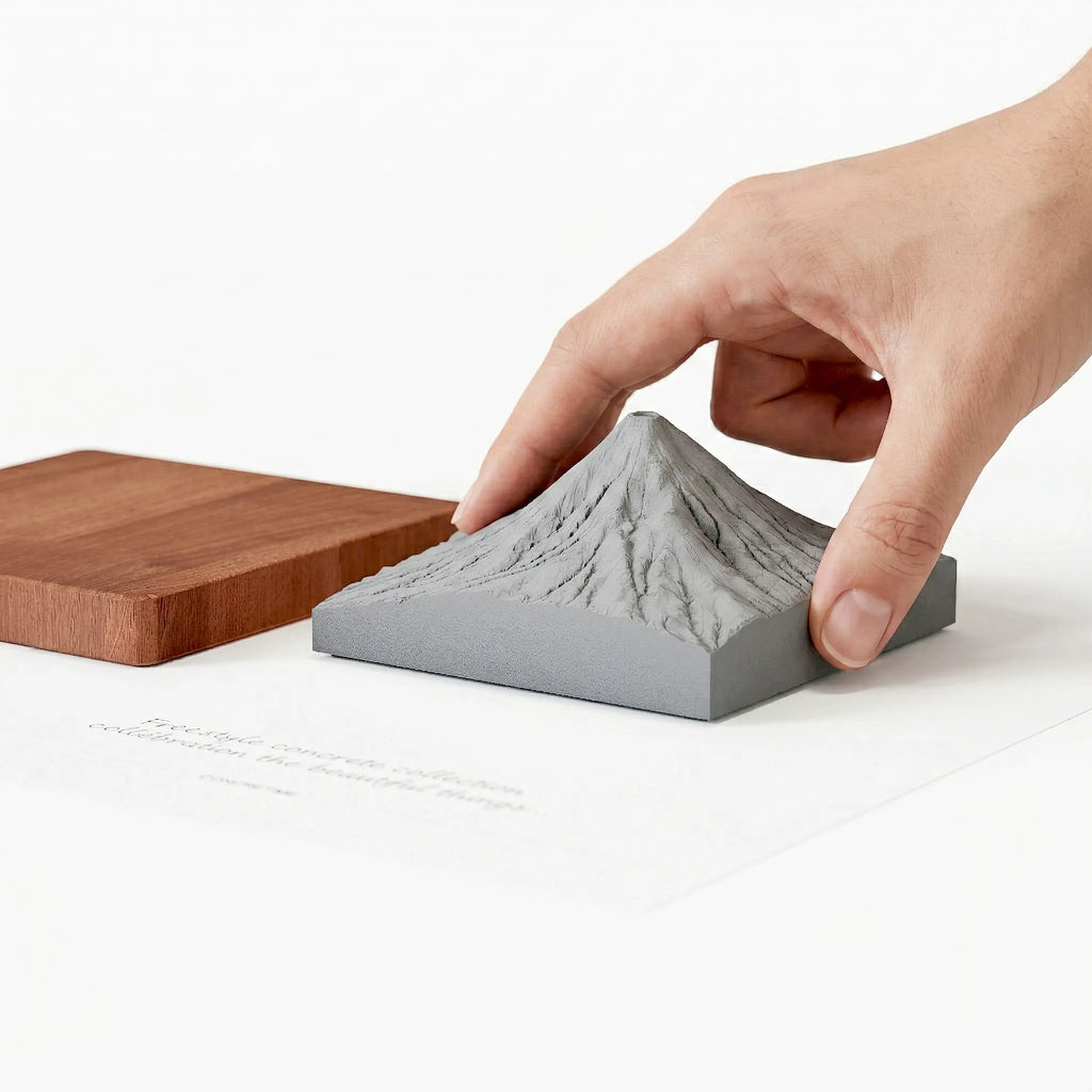 Mount Fuji Concrete Model – Minimalist Zen Desk Sculpture & Personalized Japan Gift