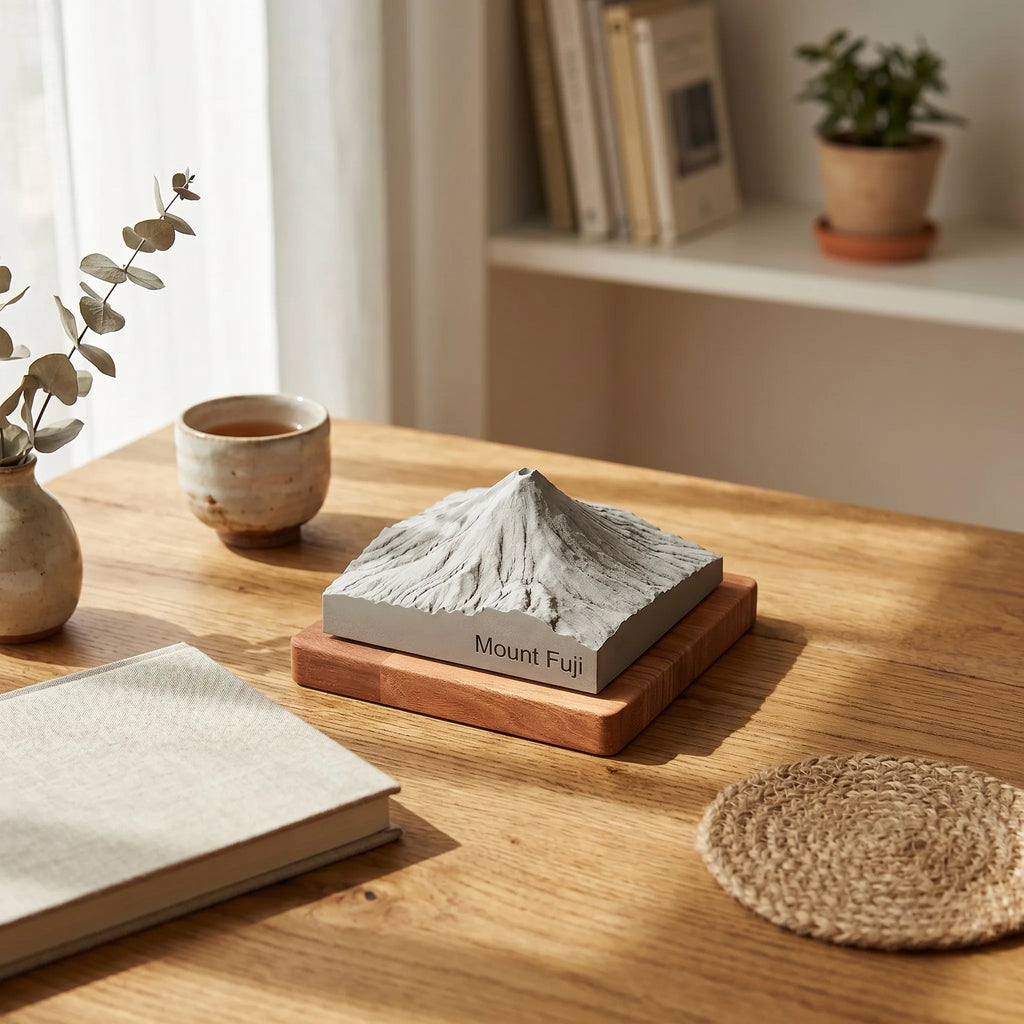 Mount Fuji Concrete Model – Minimalist Zen Desk Sculpture & Personalized Japan Gift