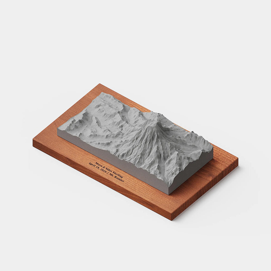 Mount Rainier – handcrafted concrete replica, back view