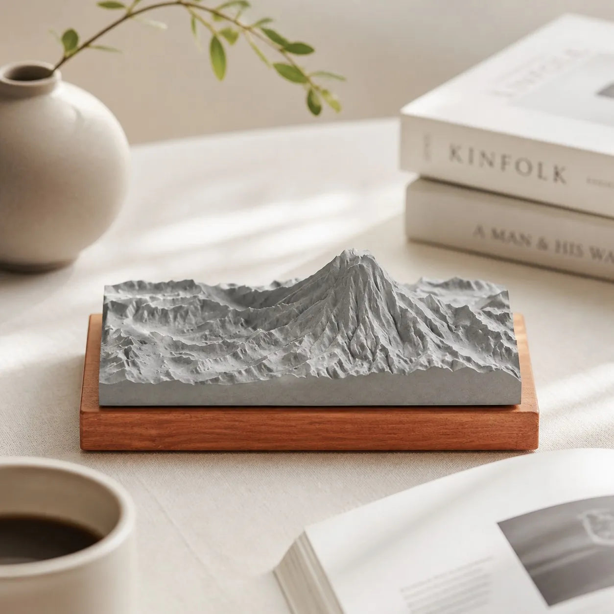 Mount Rainier – desk decor concrete replica, angled view