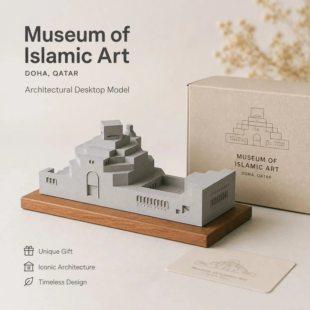 Museum of Islamic Art – I.M. Pei handcrafted concrete miniature, front view
