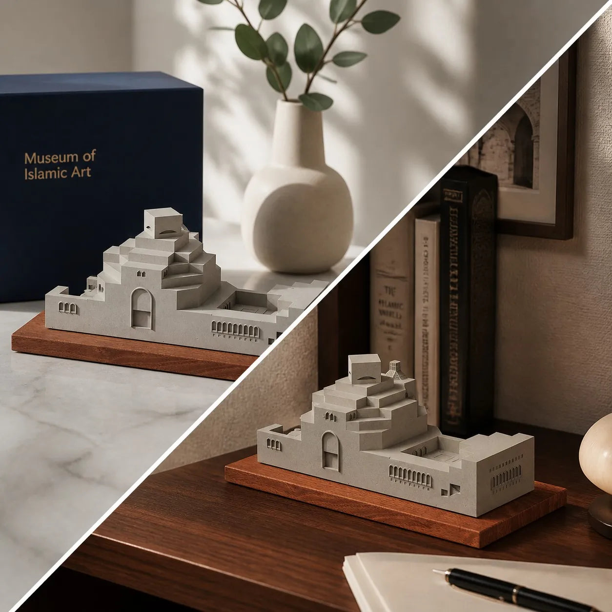 Museum of Islamic Art – handcrafted concrete sculpture with wood base