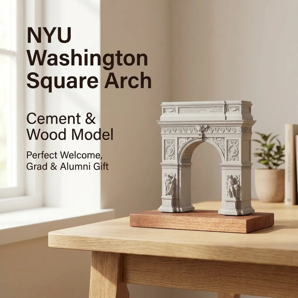NYU Washington Square Arch – handcrafted concrete miniature, front view