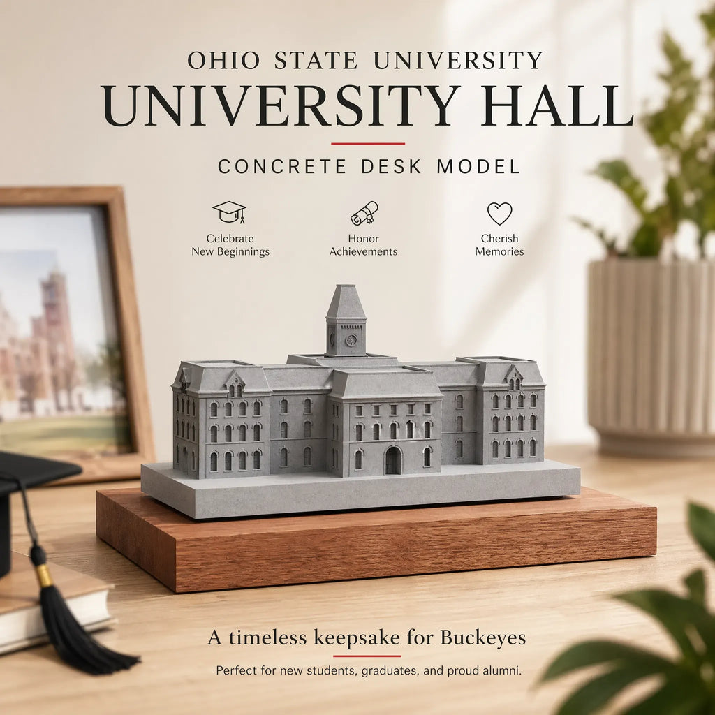 Ohio State University Hall – concrete architectural model, hero shot