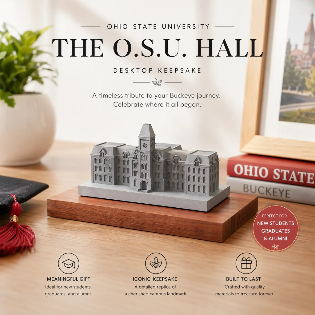 Ohio State University Hall – concrete replica, detailed side view