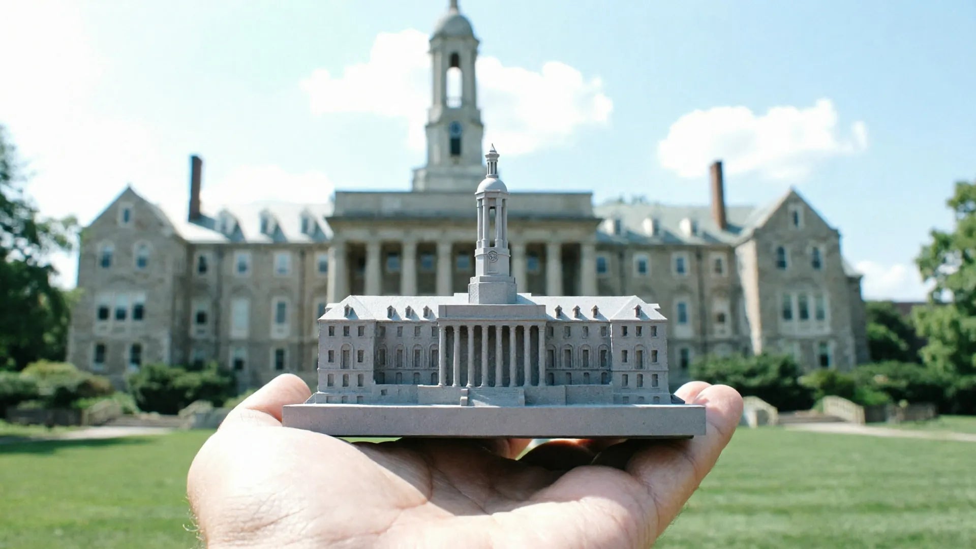 Penn State Old Main – concrete replica, detailed side view