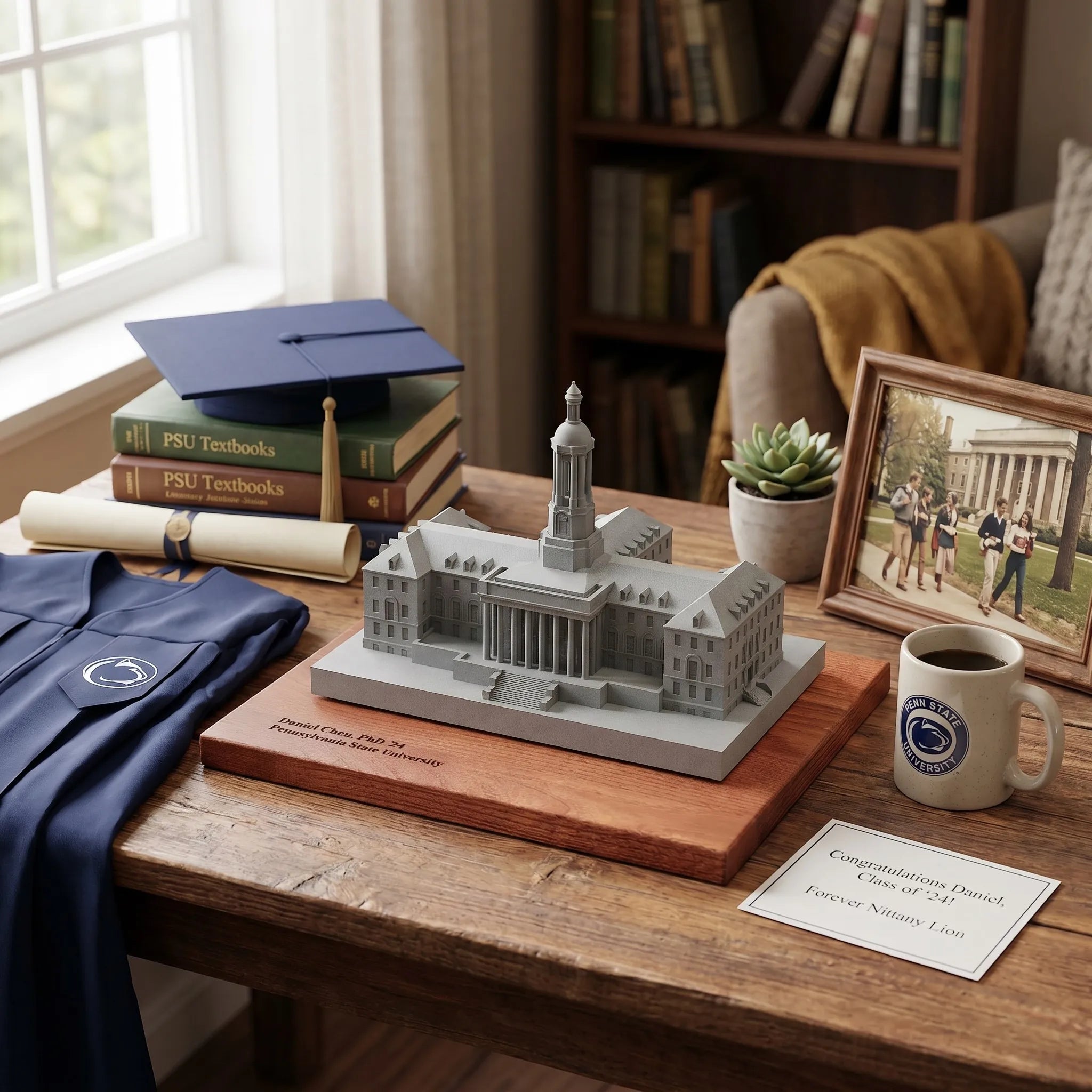 Penn State Old Main – concrete architectural model, hero shot