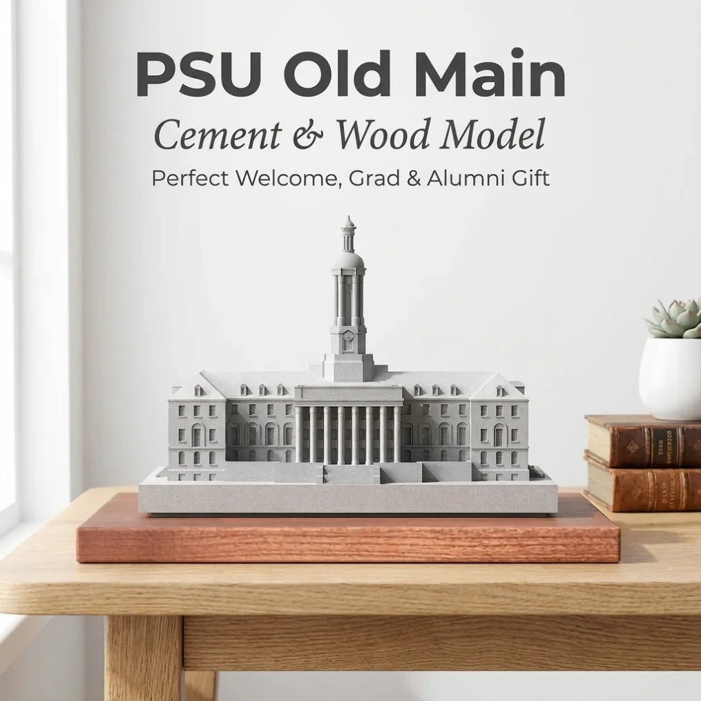Penn State Old Main – handcrafted concrete miniature, front view