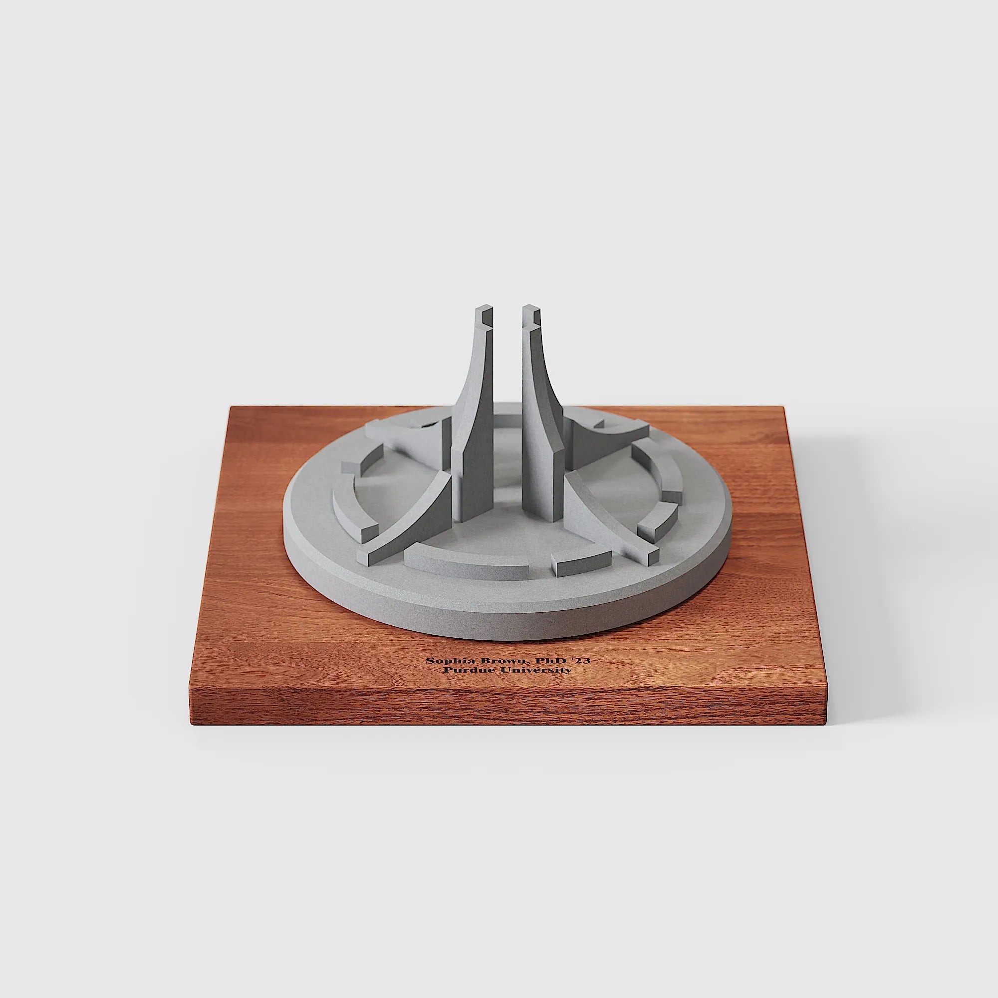 Purdue Engineering Fountain – handcrafted concrete replica, back view