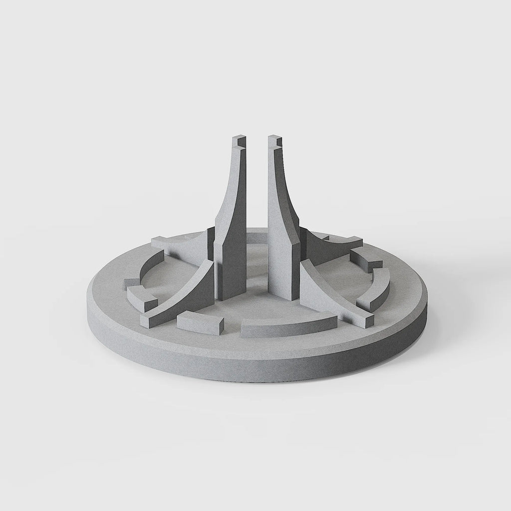 Purdue Engineering Fountain – concrete desk decor, natural lighting
