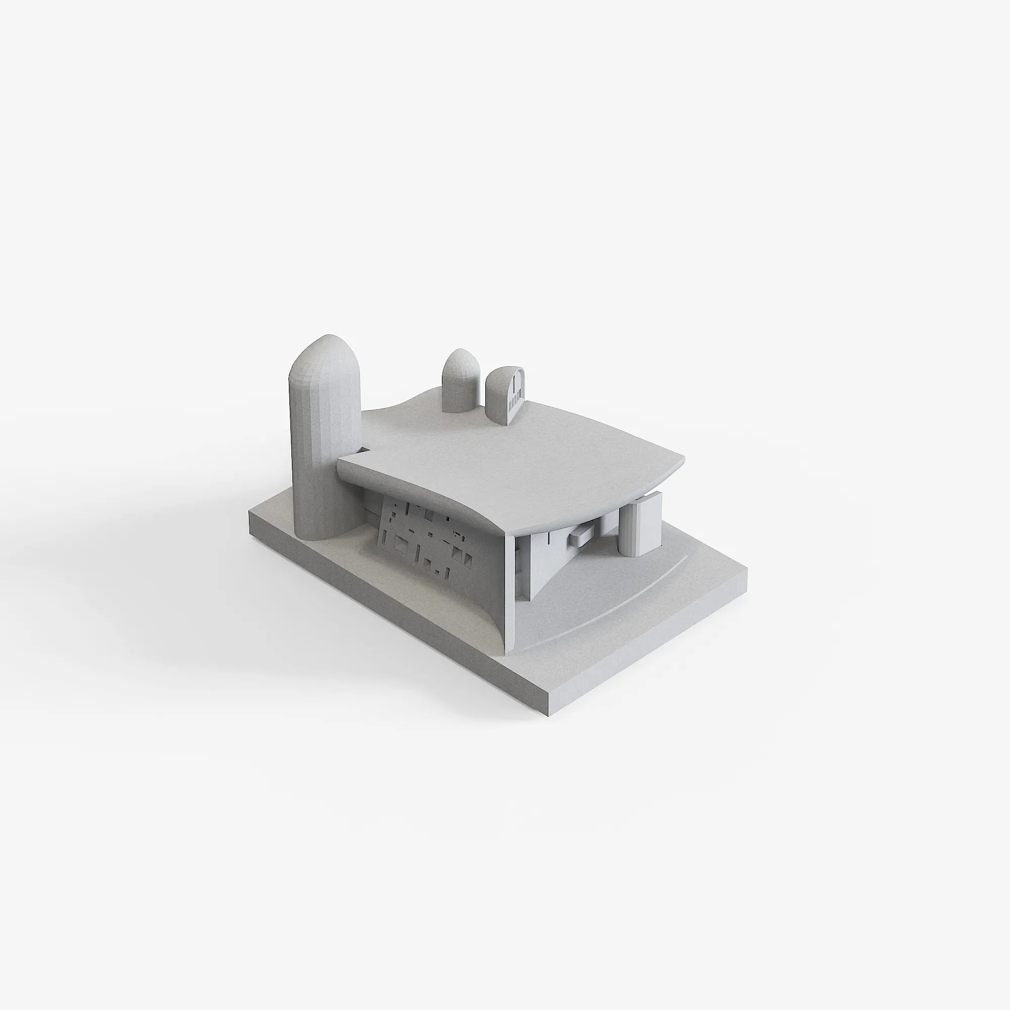 Ronchamp Chapel Concrete Model, Le Corbusier Replica, Brutalist Decor