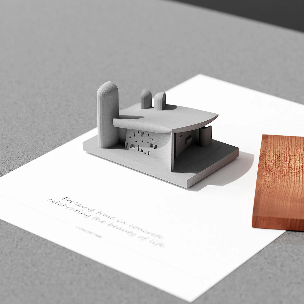 Ronchamp Chapel Concrete Model, Le Corbusier Replica, Brutalist Decor