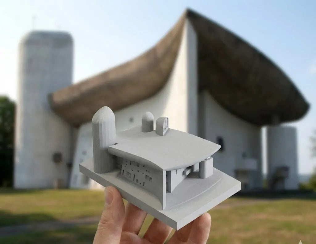 Ronchamp Chapel - concrete replica, detailed side view