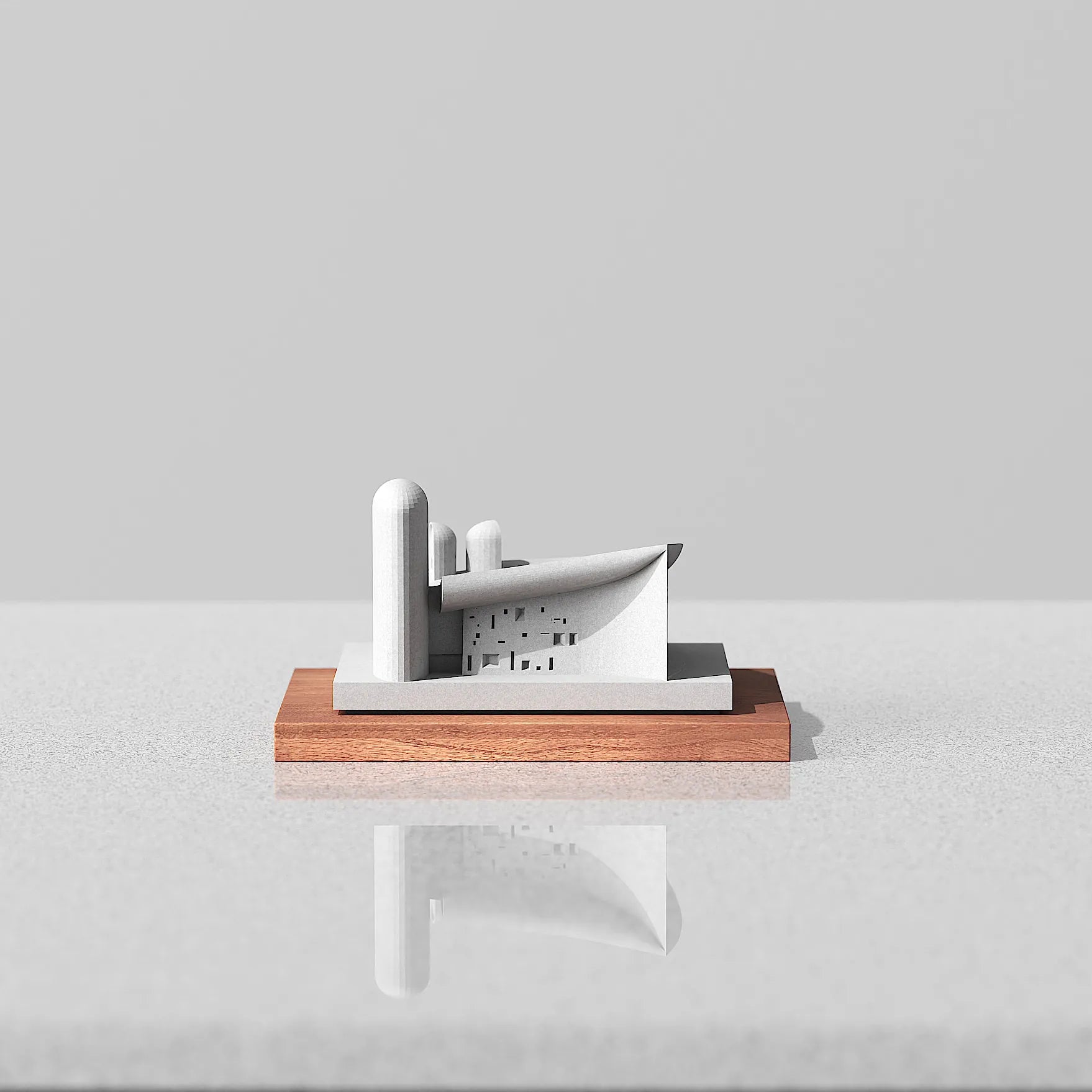 Ronchamp Chapel - concrete model, top-down view