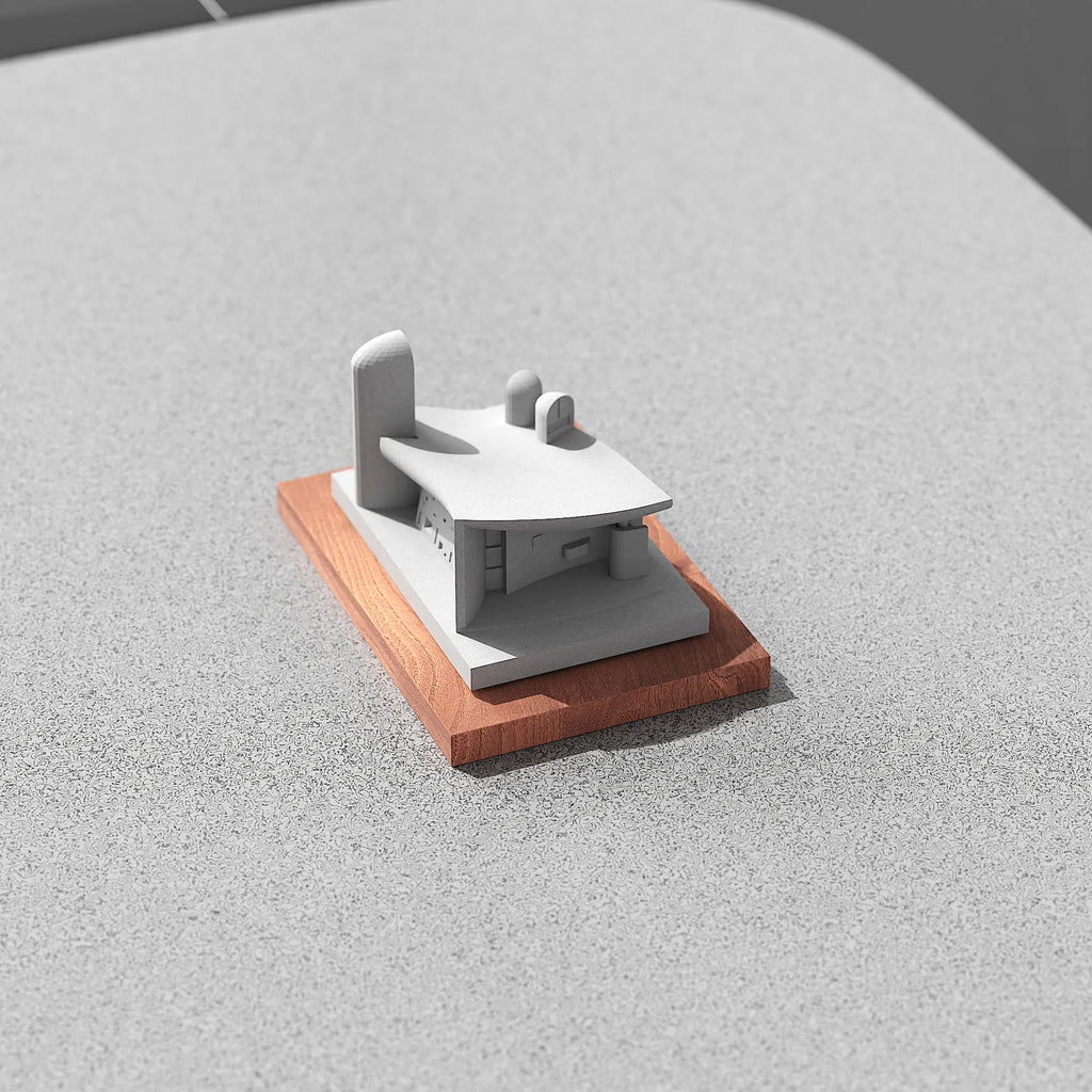 Ronchamp Chapel - desk decor concrete replica, angled view