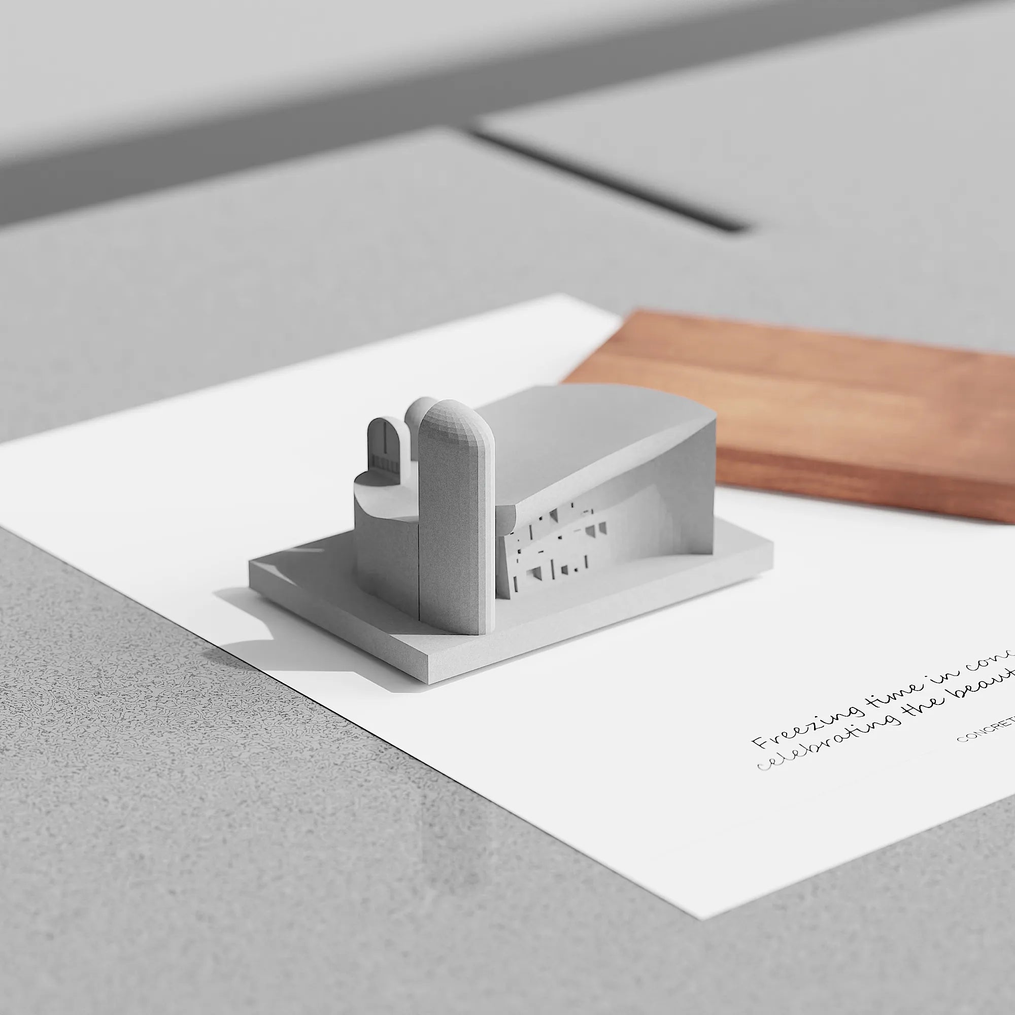 Ronchamp Chapel - concrete landmark model, lifestyle shot