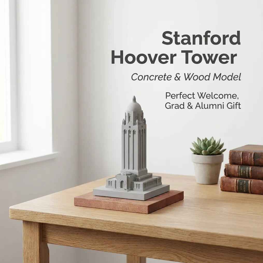 Stanford Hoover Tower – handcrafted concrete miniature, front view