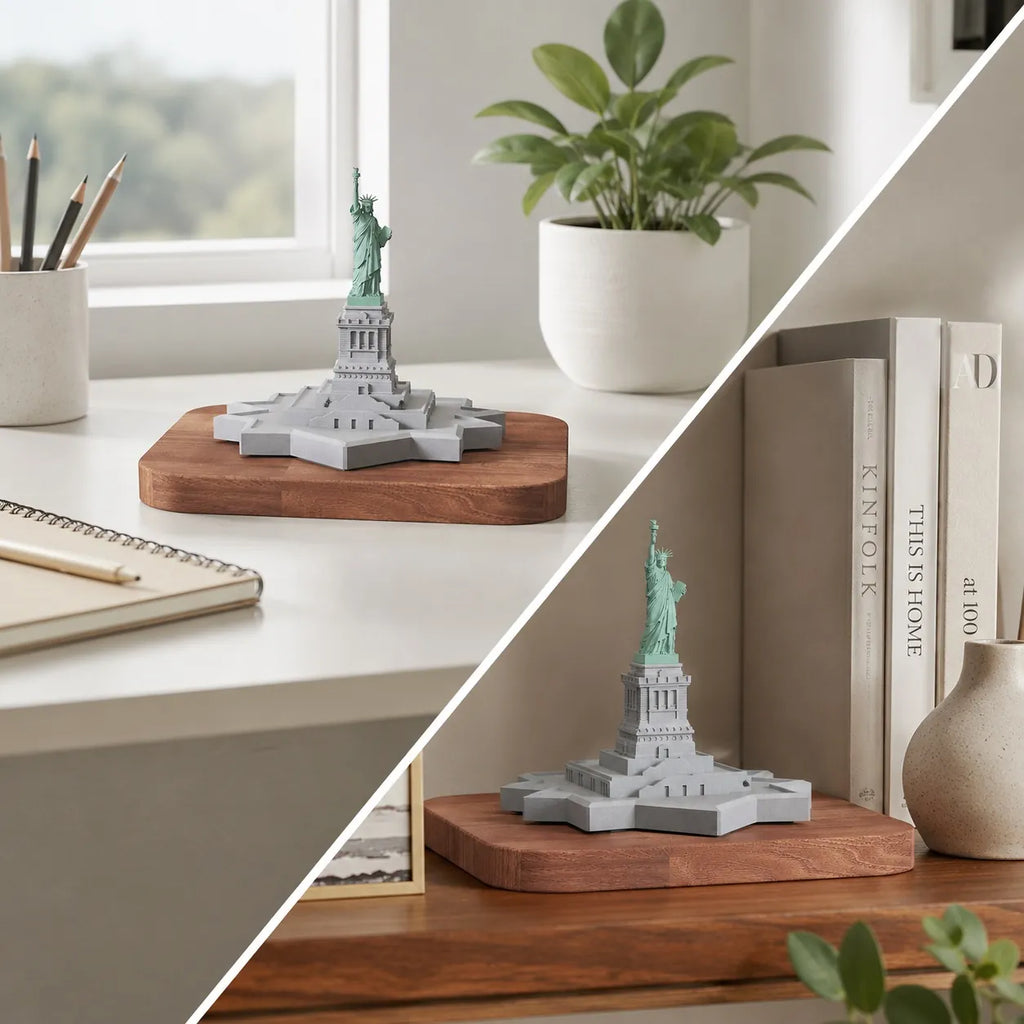Statue of Liberty – concrete desk sculpture, side profile