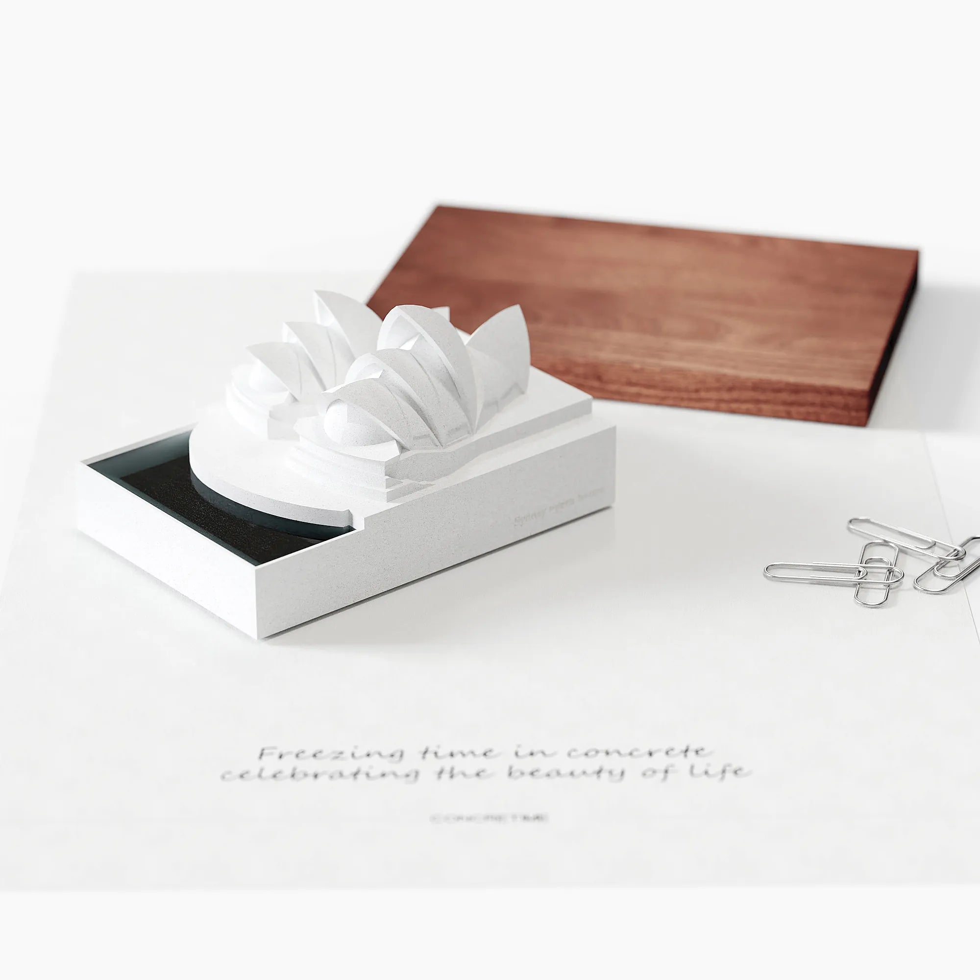 Sydney Opera House – concrete desk decor, natural lighting