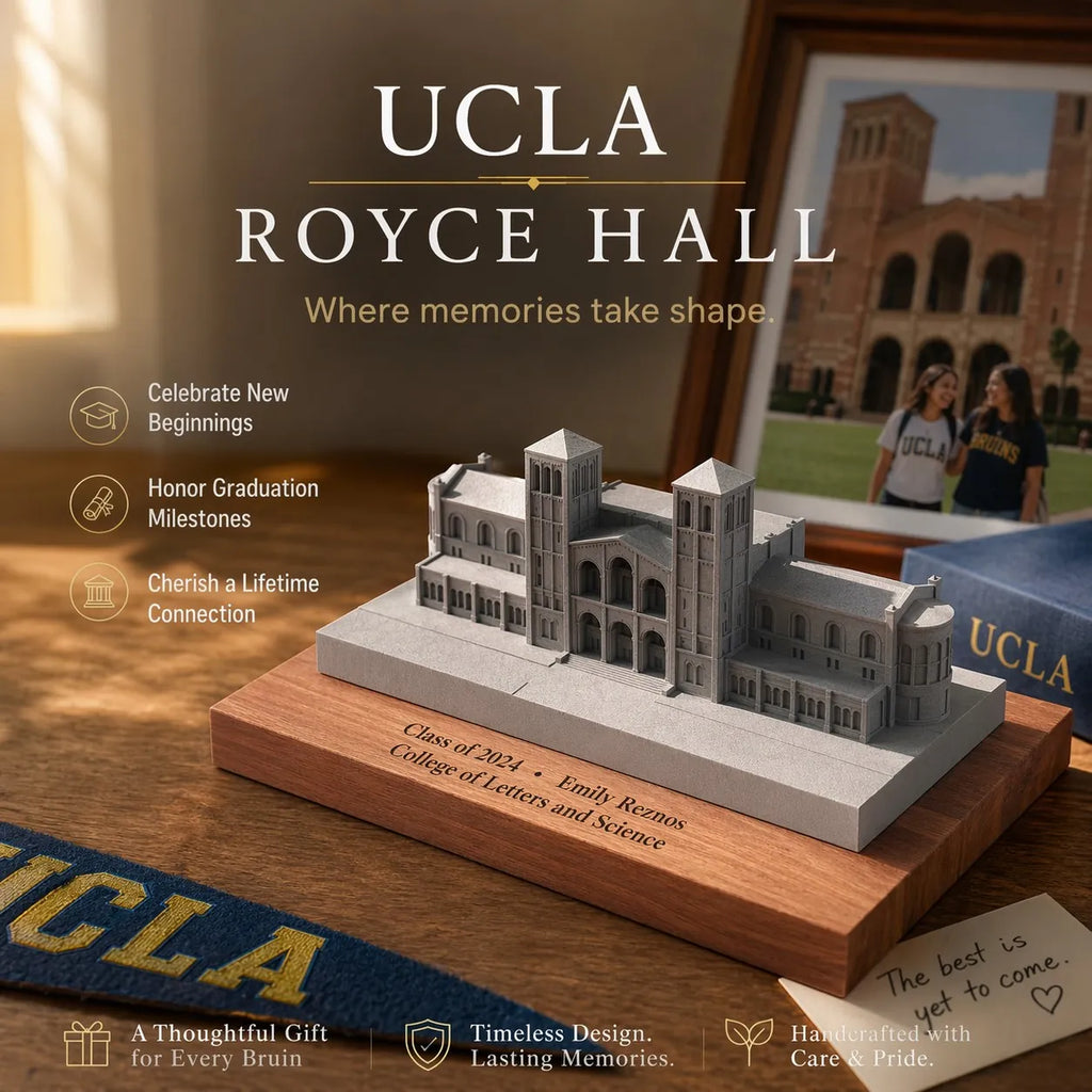 UCLA Royce Hall – concrete architectural model, hero shot